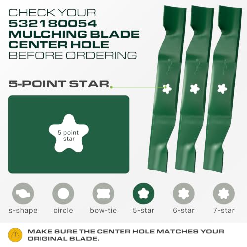 UDC Parts 532180054 Husqvarna 48 Inch Lawn Mower Blades Replacement, 3 Pack - size: 16-3/4" - 5 pt star