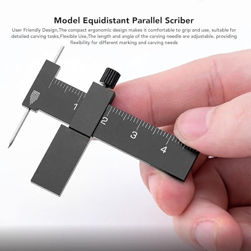 Model Hobby Scriber, Adjustable Tungsten Steel Blade Equidistant Parallel Scribing Ruler for Building and Model Crafting Aluminum Alloy Black - color: Black