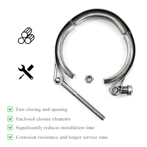 KVAEY V Band Clamp for Turbo, Automotive Stainless Steel Turbo Clamp with Male Female Flange (2.75") - color: 2.75"