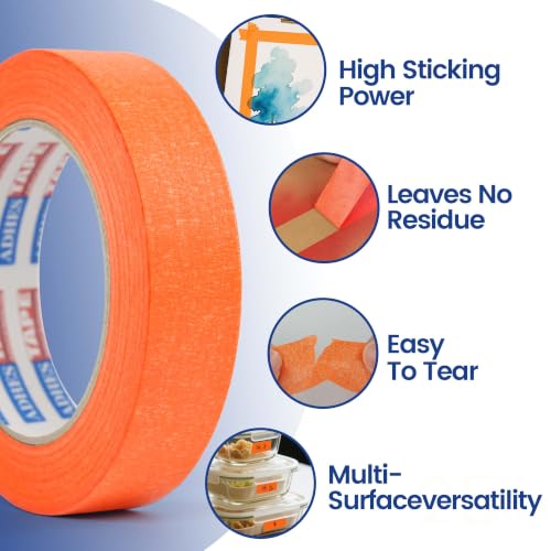 Adhes Orange Masking Tape Painter Tape Dispenser 25mm x 50m