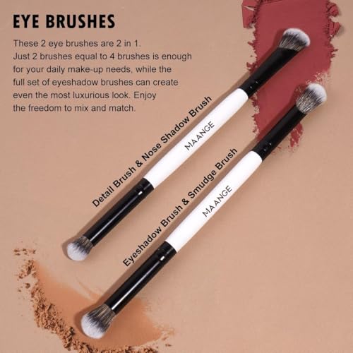 MAANGE 4 PCS Foundation Contour Conceal Brush Set, Makeup Brushes, Eyeshadow Concealer Brush, Double Sided Foundation Contour Blush Highlight Blending Eyebrow Brush For Liquid, Cream, Loose Powder - color: 4 PCS