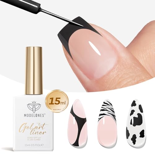modelones Black French Tip Liner Gel Polish 15ml Built-in Fine Brush - color: A-All Black-1