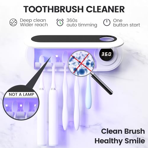 MIMORE Toothbrush Holder Wall Mounted, 5 Slots, 6-Minute Timer