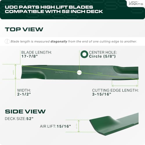UDC Parts 603995 Hustler Raptor 52 Inch Mower Blades Replacement, 3 Pack - size: 17-7/8" - Round (5/8")