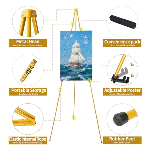 MXG 7-66" Adjustable Yellow Easel Stand for Sign,Painting & display - color: Yellow