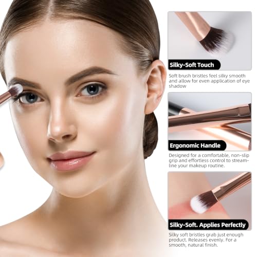 Eye Makeup Brush Set 12pcs, Soft Synthetic Bristles Professional Eye Brush for Eyeshadow, Eyebrow, Eyeliner, Blending - color: black-12