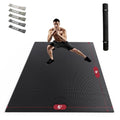 HAPBEAR Large Exercise Mat-6'x4'/7'x5'/6'x8'/6'x9'/6'x10'/6'x12'x 1/3"(8mm) - color: Black-High Density 6'×8'×⅓"