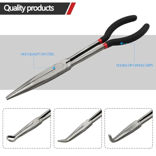 4Pcs Bent Nose Pliers 11 Inch Extra Long Needle Nose Pliers Set - size: 4pcs With Bag