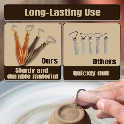 Lxnavihly Pottery Trimming Tool, Pottery Carving Tools, Clay Sculpting Tool - color: L Shape-Walnut