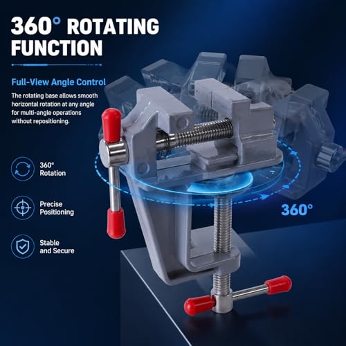 Mini Bench Vise, 360° Rotating Aluminum Table Clamp for Jewelry DIY