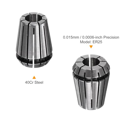uxcell 2 Pcs ER25 12mm Spring Collet Chuck High Precision 0.015mm for CNC Engraving Machine Lathe Milling Tool - size: 12mm