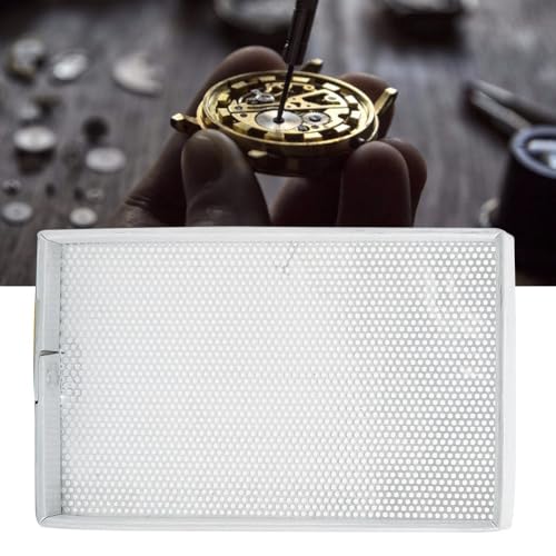 3.2 x 2in Mini Watch Parts Drying Tray, Aluminum Frame Steel Mesh Dryer Plate for Tiny Watch Components Storage, Cleaning and Air Drying