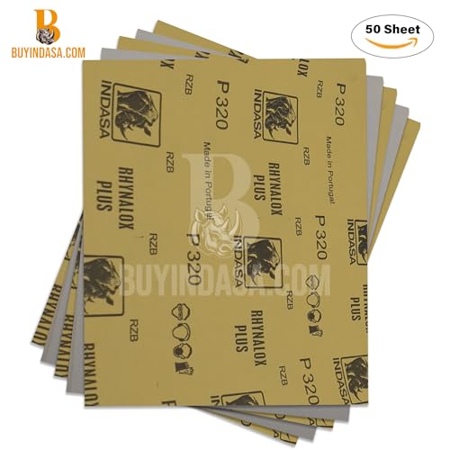 Indasa 50 PCS 9x11 Sandpaper Rhynalox Plusline - 100 Grit Dry Sanding Sheets, Professional-Grade Abrasive for Wood, Metal, Automotive, and Paint Finishing - Durable, Clog-Resistant Sand Paper - size: 100 GRIT 9x11" Rhynalox