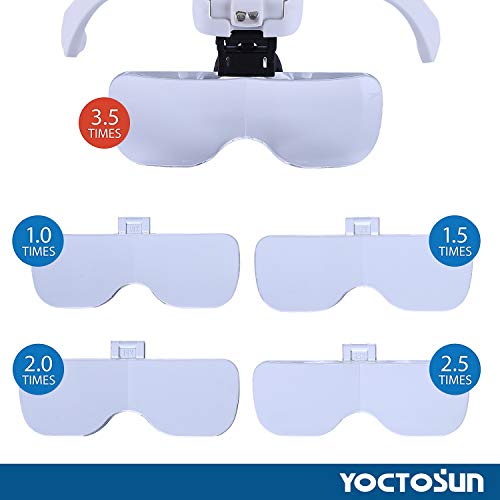 YOCTOSUN Magnifying Glasses with LED Light,5 Lenses,Headband,Storage Case - style: Led Head Magnifier with Storage Case