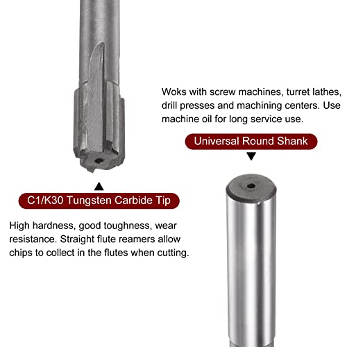 HARFINGTON Chucking Reamer 15.3mm H7 C1/K30 Carbide Tip Precision Straight Flutes Round Shank Lathe Machine Milling Cutter - size: 15.3mm