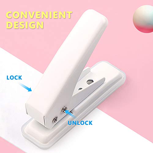 Single Hole Puncher, 1/4" Hole, 20 Sheet Capacity, Ivory White, 1 Pack - color: Ivory White