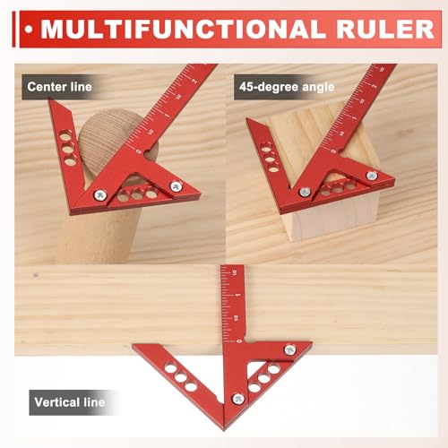 HARFINGTON Center Positioning Ruler Aluminum Alloy Center Finder Red - color: Red