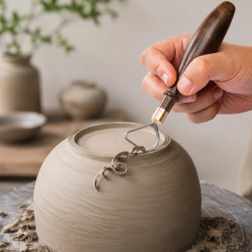 Lxnavihly Pottery Trimming Tool, Pottery Carving Tools, Clay Sculpting Tool - color: L Shape-Walnut