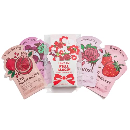TONYMOLY I'm Face Sheet Masks - Hydrating & Soothing Korean Skincare - color: Love in Full Bloom, 4 Pack