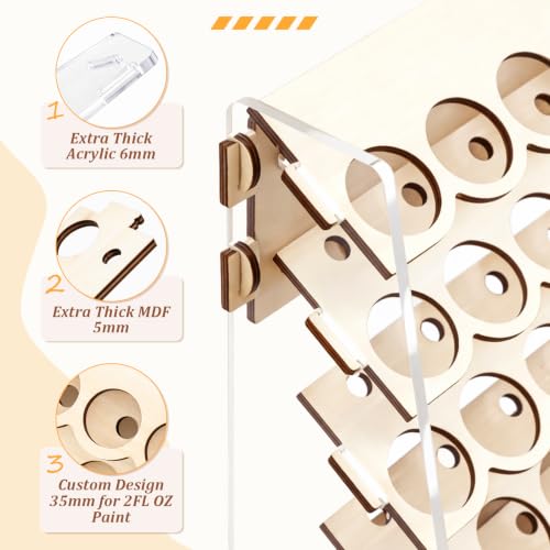 Colingmill 140 Holes Wooden Paint Rack for 2 oz Dropper Bottles - size: 59 ml, style: 140 Holes