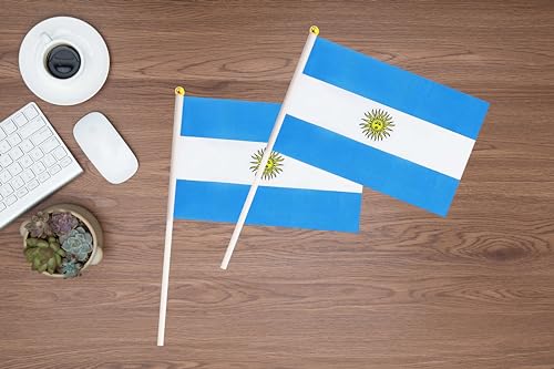 50 Pack Argentina Argentine on Stick Flags,Small Mini Hand Held Argentina Argentine Flags 5.5x8.3 Inch, Grand Opening, Carnival,Party Events Celebration - color: Argentina