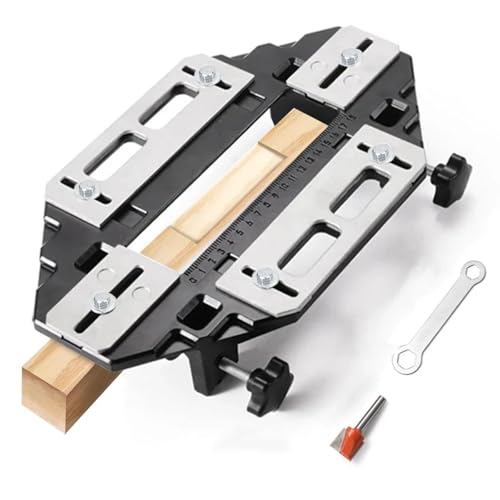 Door Hinge Jig, Woodworking Hole Opener Slotting Locator & Hinge Hole Locator, Aluminum Alloy Template for Cabinet Door Hinge and Lock Installation, Max Slot 18cm