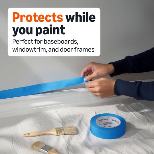 Amazon Basics Blue Painters Tape, Protects Surfaces, Removes Easily, No Residue, 1.41" x 60-Yard, 4 Rolls - size: 4 Rolls, 1.41''x60 Yds