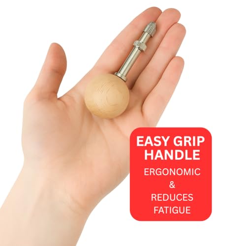 3.5" Pin Vise Set (2 Pack) | Teak Wood Handle | Ideal for Tapping, Reaming, Setting | Ball Head Design for Easy Grip