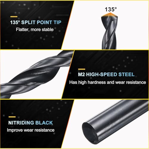 PATIKIL #14 Drill Bit Micro M2 High-Speed Steel 135° for Metal 12 Pack - size: #14 (4.623mm）