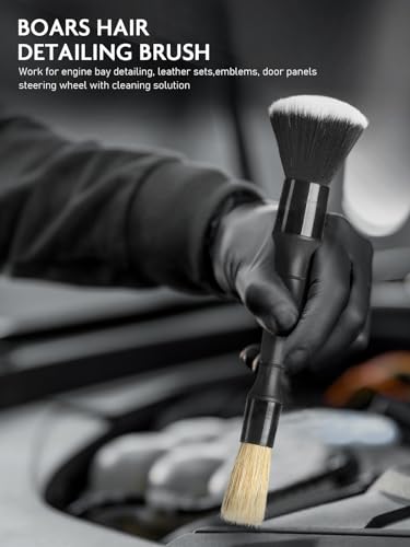 Fantasticlean 9PCS Car Detailing Brush Set, Interior Leather Cleaning - size: IT-ACS03-NT