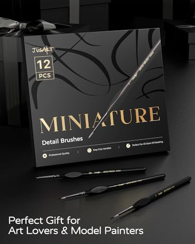Miniature Paint Brushes 12 PCS, Fine Tip Model Paint Brushes, Black - color: Black Gold