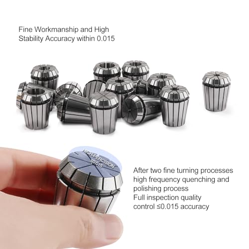 15PCS ER11 Collet Set Precision Tool for CNC Engraving Milling Lathe Chuck Tool,Collets including 1mm-7mm,1/4",1/8" (ER11) - size: ER11