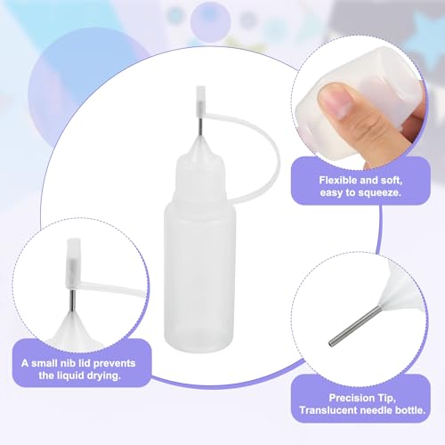 MECCANIXITY 5Pcs Needle Tip Squeeze Bottle, 15ml/0.51oz Glue Tip Applicator Bottles Plastic Liquid Glue Bottle for Paper Crafts, Painting, Oil, Ink(Clear, with 5 Funnel) - color: Clear, size: 15ml/0.51oz