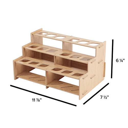 HG Art Concepts Mezzo Artist Paint and Brush Racks - Wood Grain Laminate Multi Layer Desk Stand Professional Storage Display Organizer for Paintbrushes and Tubes - Straight Rack 2