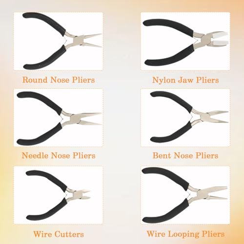 6 Pack Jewelry Pliers Set, Mini Pliers Set for Jewelry Making Bracelets
