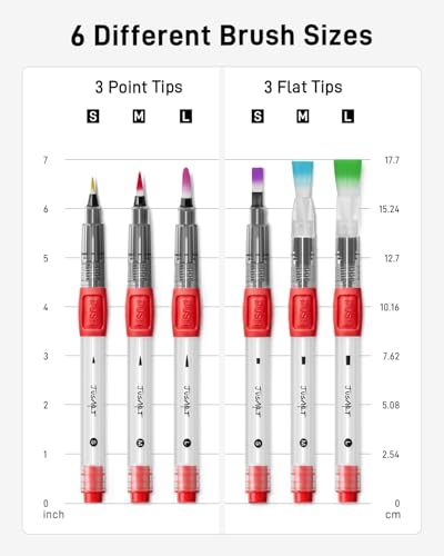 Water Brush Pens 6-Pack Leak-Proof Refillable Watercolor Pens - color: 6 Pcs Red