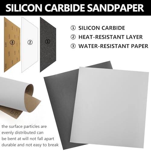 12 Sheets 180 Grit Sandpaper, 9 x 11 Inch Wet Dry Sanding Paper