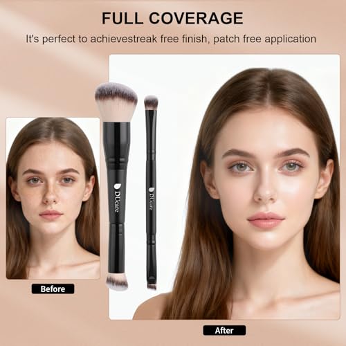 DUcare Dual-ended Makeup Brushes Foundation Brush Concealer Brush Face Eyebrow Eyeshadow Brush for Liquid, Powder, Buffing, Blending, Contouring Foundation Make Up Brushes - color: B06