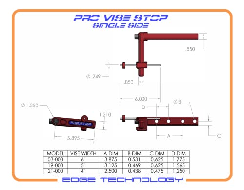 03-000 Pro Vise Stop - Low Profile CNC Milling Workstop for 6" Vises, Fast, Accurate Part Setup, Repeat Setup with Rotating Arm for Total Clearance
