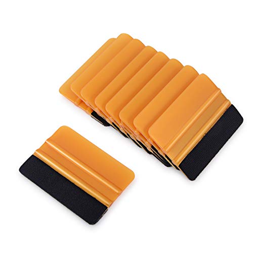 EHDIS 10pcs Vinyl Squeegee 4 Inch Car Vinyl Scraper Decal Applicator Window Tint Wallpaper Smoothing Tool with Black Fabric Felt Edge -Gold - color: Gold