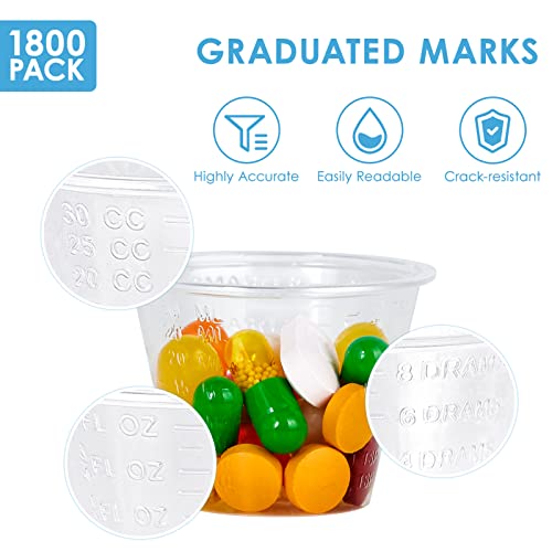 1800 Pack 1 oz Disposable Medicine Cups, Plastic Med Cups, for Measuring