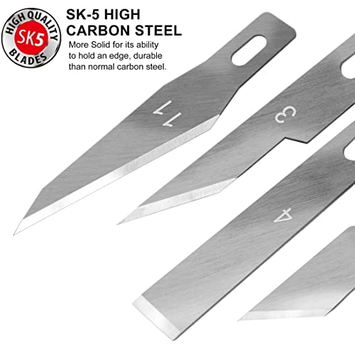 HAUTMEC Exacto Knife Set, Xacto Knife with 13 Exacto Knife Blades SK5 Craft Knife and Hobby Knife for Crafts, Arts, Modeling, Scrapbooking, Includes 1 Handle and Storage Case HT0109