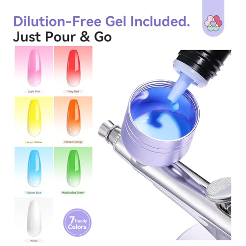SAVILAND 7-in-1 Pro Dilution-Free Airbrush Nail Kit