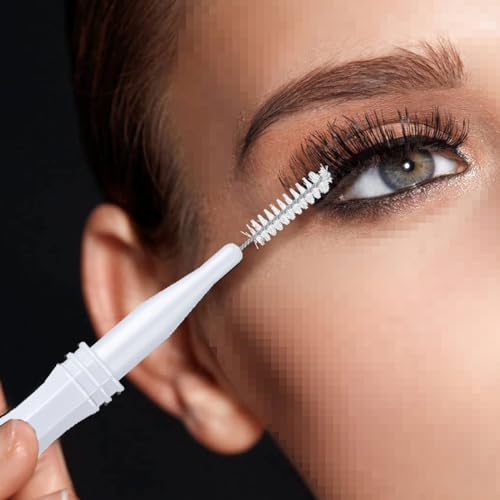 30Pcs Micro Eyebrow Brush Eyelash Extension Applicators Lash Eyebrow Brush Mascara Brush Wand Eyelash Extensions Brush with Cover for Eyebrows and Eyelashes Extensions, White
