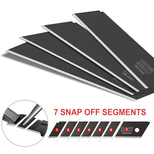 HAUTMEC 40PCS 25mm SK2H Ultra Sharp Snap Off Blades, 4 Pack Professional Retractable Black Replacement Blades, SK2H Material Heavy Duty Blades, for Industrial or Construction Applications HT0082-40PC - style: Universal 40pc