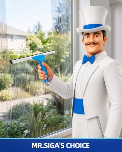MR.SIGA Professional Window Squeegee & Microfiber Window Scrubber, 14 inch - size: 14-inch