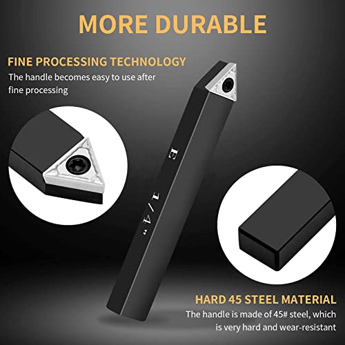1/4" Indexable Carbide Turning Inserts Holder Set for Machining Lathes - size: 1/4 in