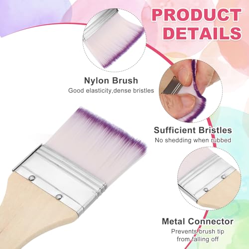 PATIKIL 6Pcs Wooden Paint Brush Set, 6.1" Nylon Bristle Flat Brushes #7 - color: Purple/White, size: #7