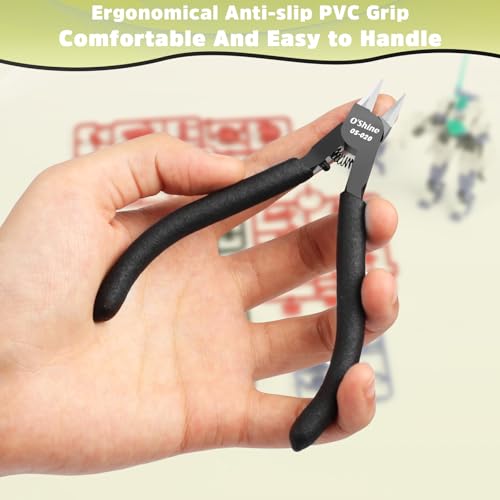 O'Shine Advanced Double-Edged Sprue Cutter, 4.7-inch Long & Thin Blade Gundam Nipper, Precision Plastic Model Kit Hobby Clippers, Protective Sheath Included - color: Black