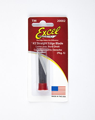 Excel Blades #2 Hobby Knife Blades - American Made Straight Edge Replacement Blades - 5 Pack - size: 1.75 x 1.38 inches, style: #2 Straight Edge Blade